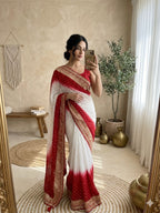 Elegant Viscose Georgette Lace Pallu Saree