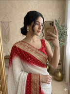 Elegant Viscose Georgette Lace Pallu Saree