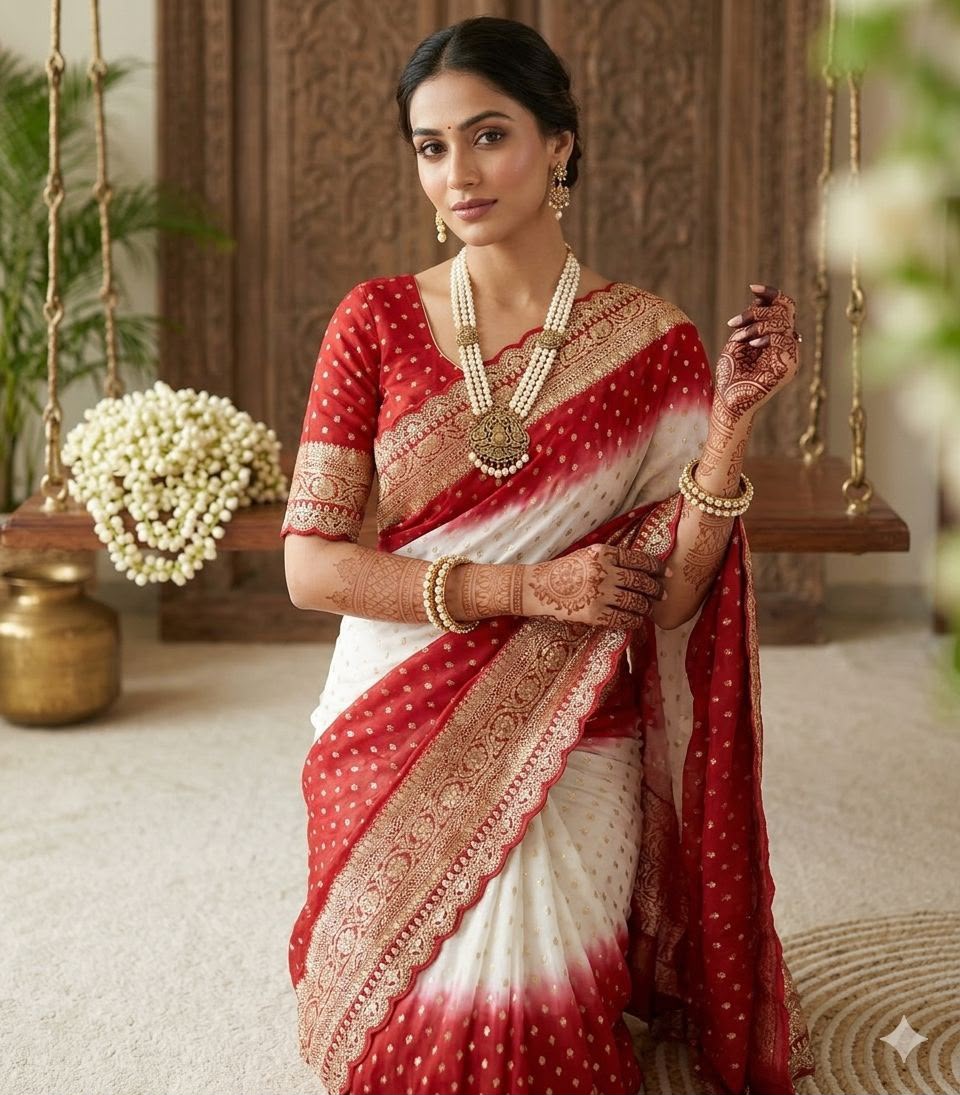Elegant Viscose Georgette Lace Pallu Saree