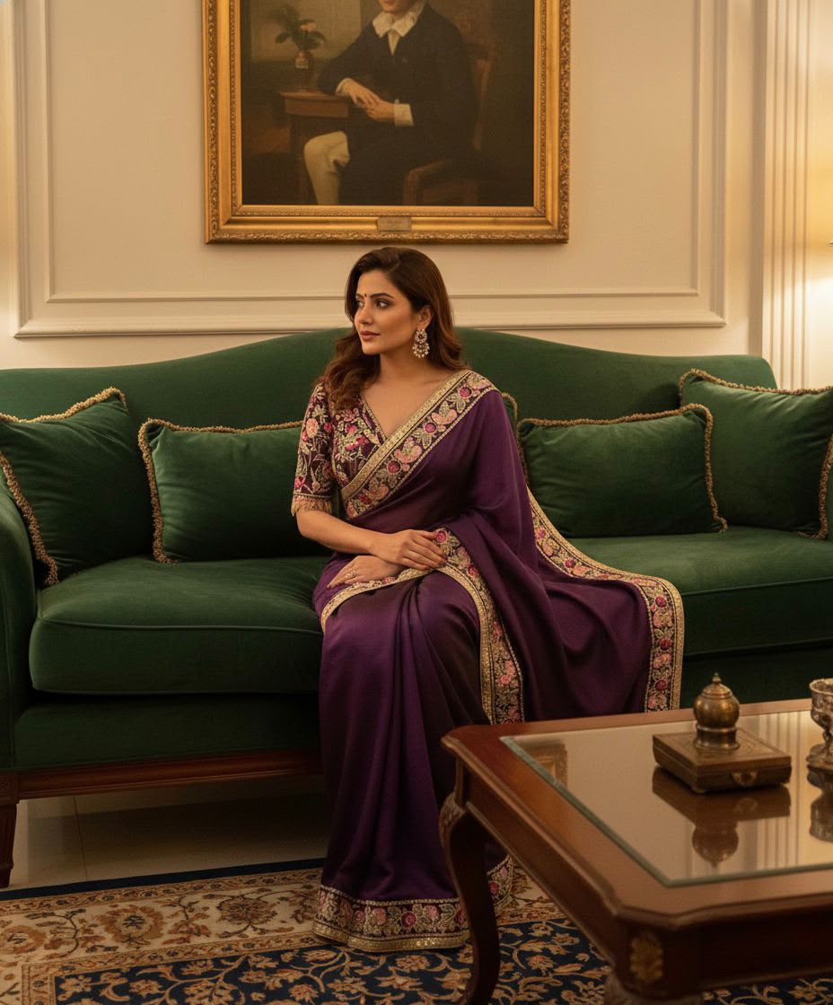 Premium Rangoli Silk Mirror Work Saree
