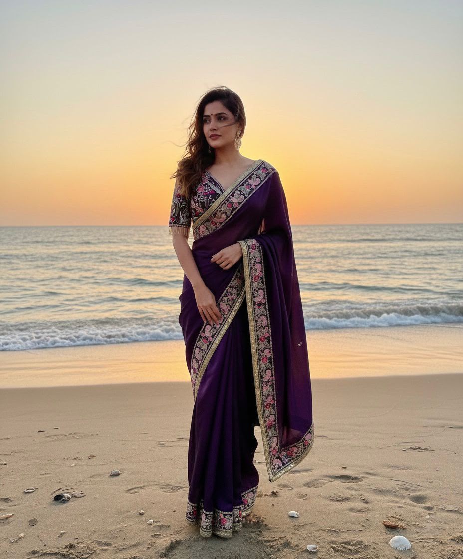 Premium Rangoli Silk Mirror Work Saree