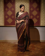 Priyamani Chinon Silk Mirror Work Saree