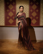 Priyamani Chinon Silk Mirror Work Saree