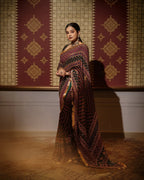 Priyamani Chinon Silk Mirror Work Saree
