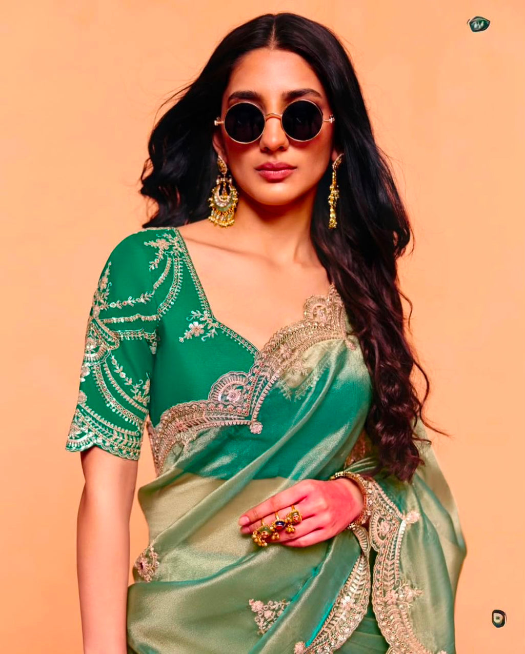 Sabyasachi Inspired Moss Chiffon Saree