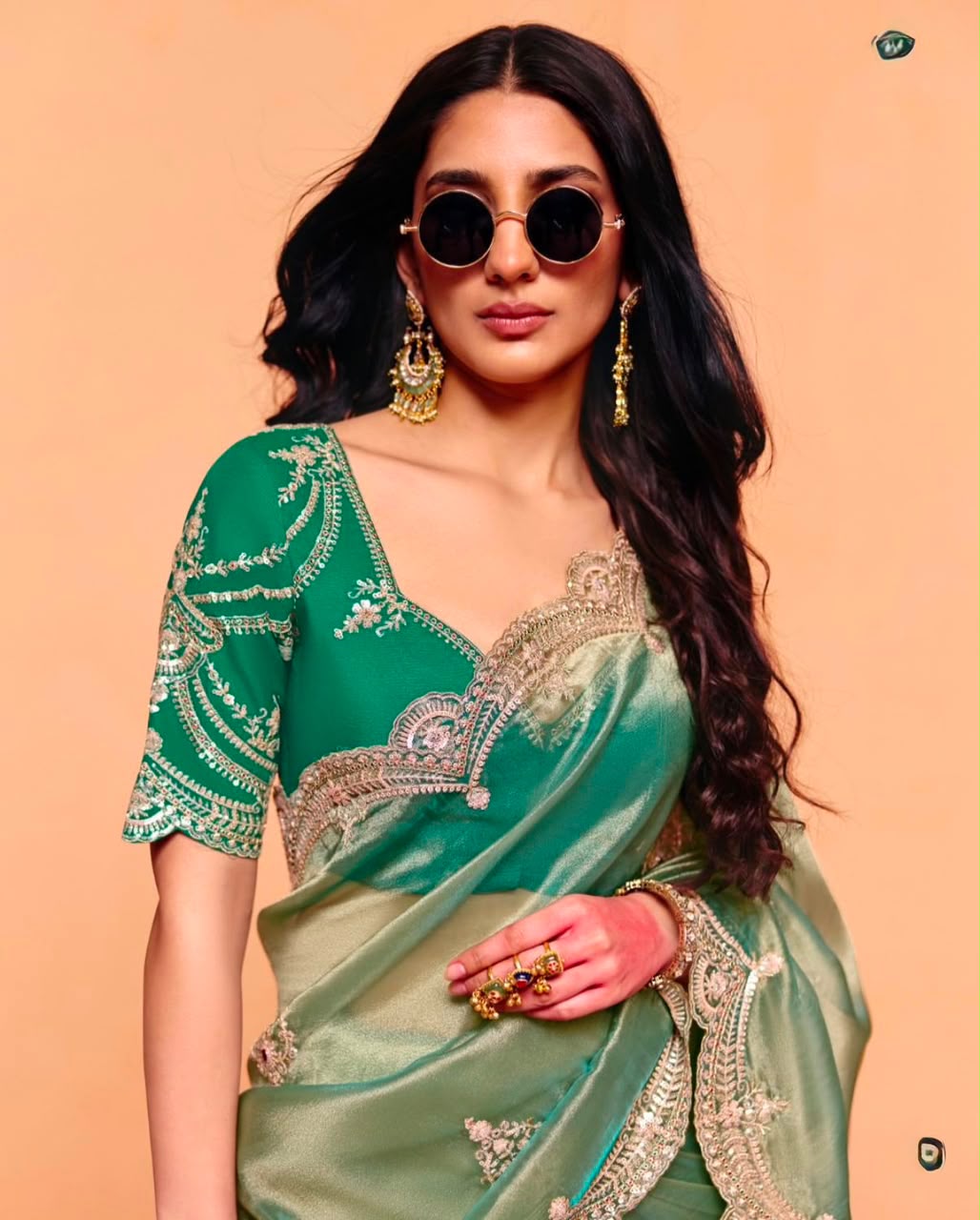 Sabyasachi Inspired Moss Chiffon Saree