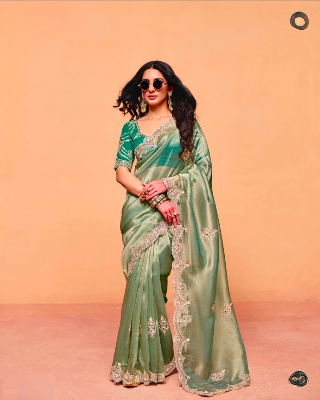 Sabyasachi Inspired Moss Chiffon Saree