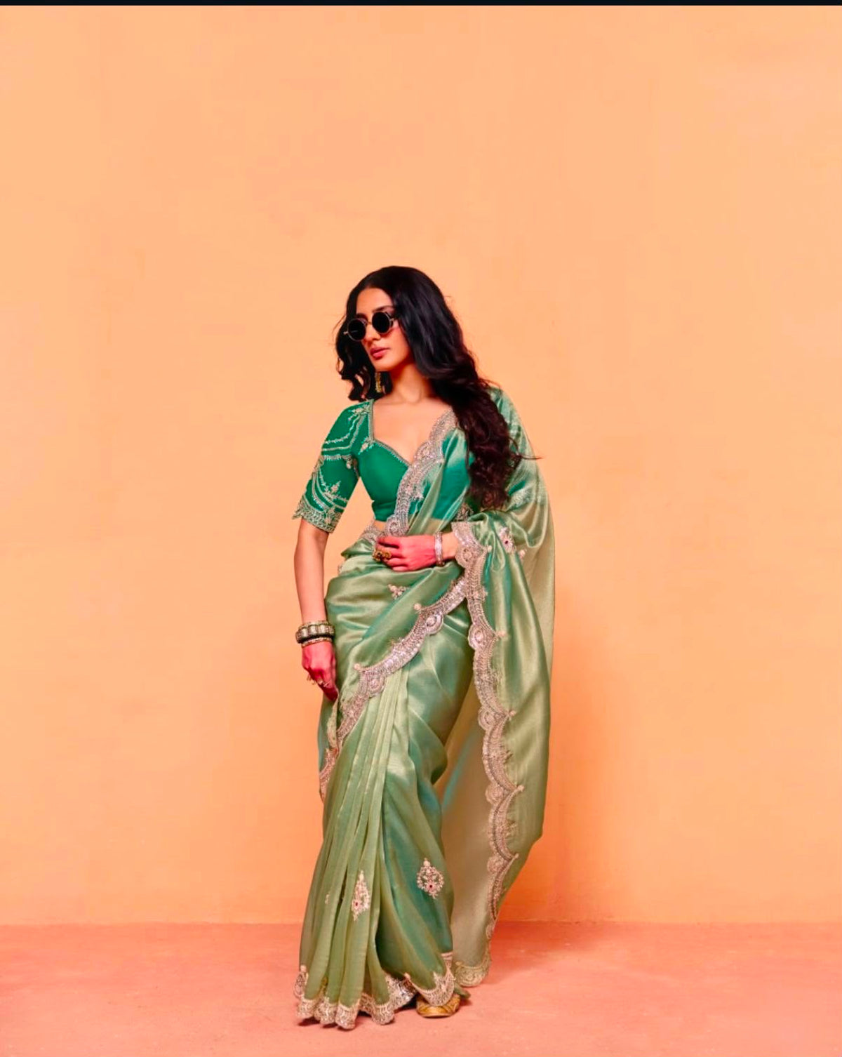 Sabyasachi Inspired Moss Chiffon Saree