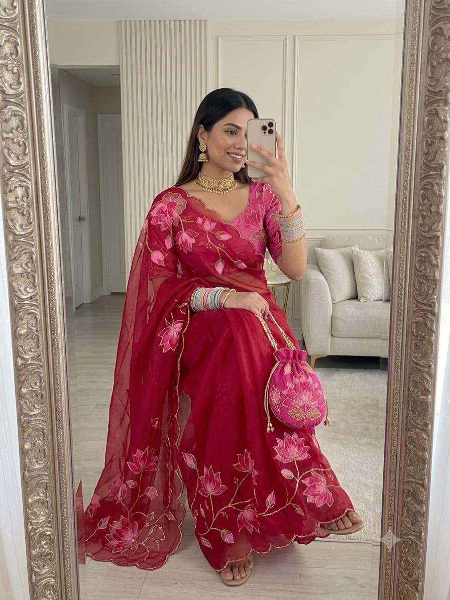 Tebby Silk Cutdana Saree