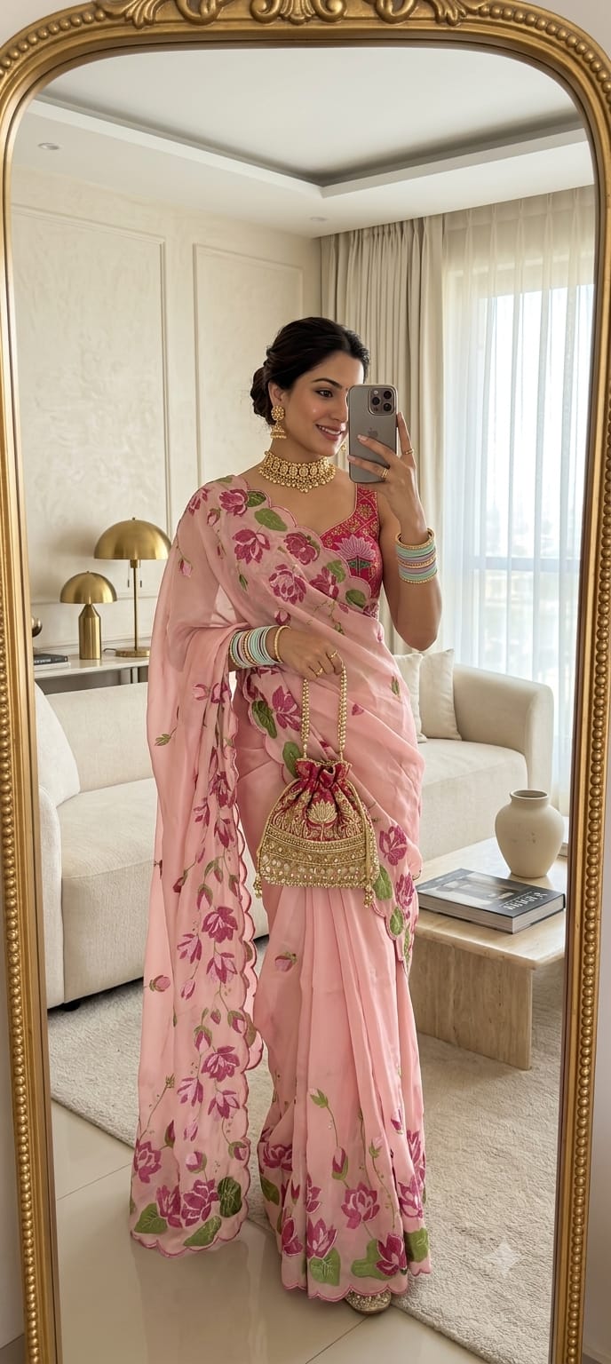 Tebby Silk Cutdana Saree