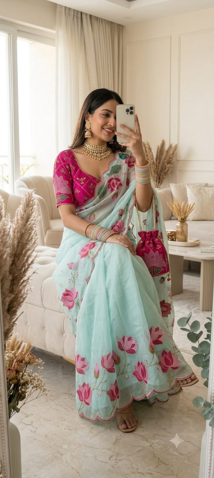 Tebby Silk Cutdana Saree