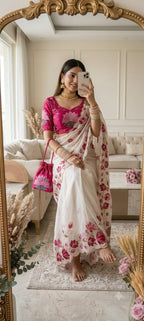 Tebby Silk Cutdana Saree
