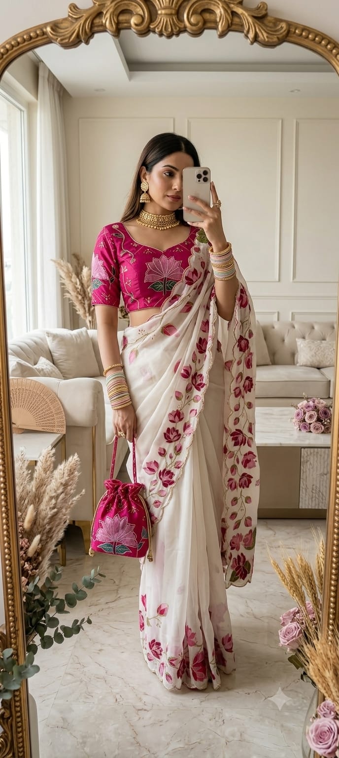 Tebby Silk Cutdana Saree
