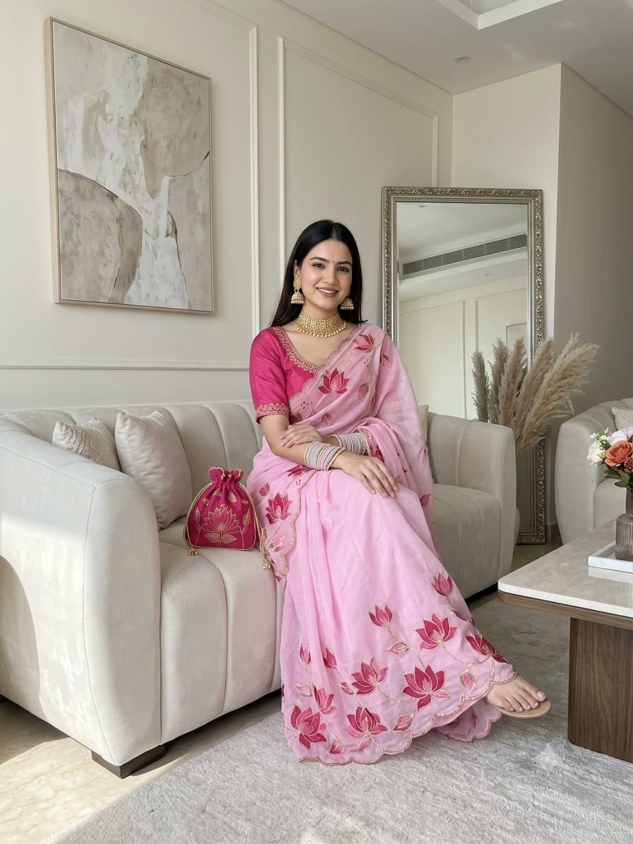 Tebby Silk Cutdana Saree