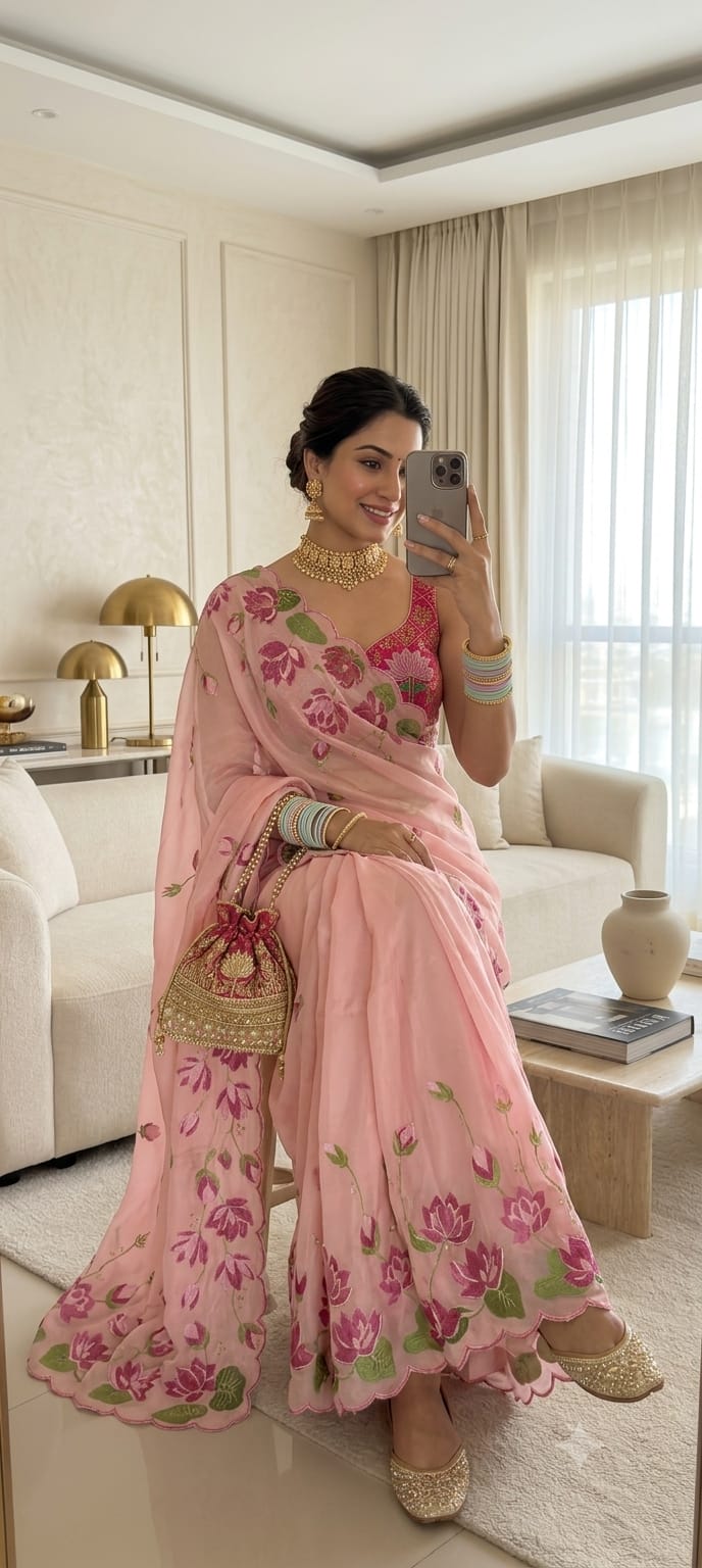 Tebby Silk Cutdana Saree