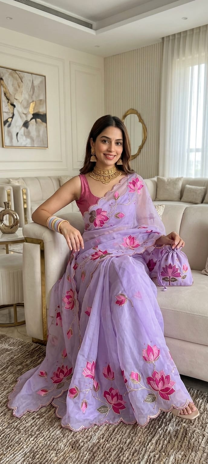 Tebby Silk Cutdana Saree