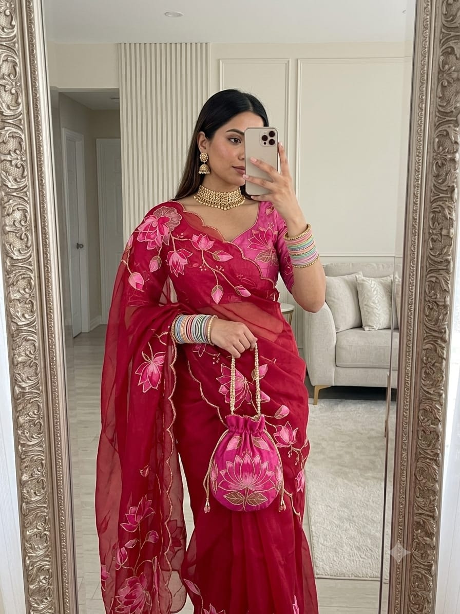 Tebby Silk Cutdana Saree