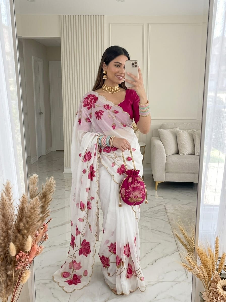Tebby Silk Cutdana Saree