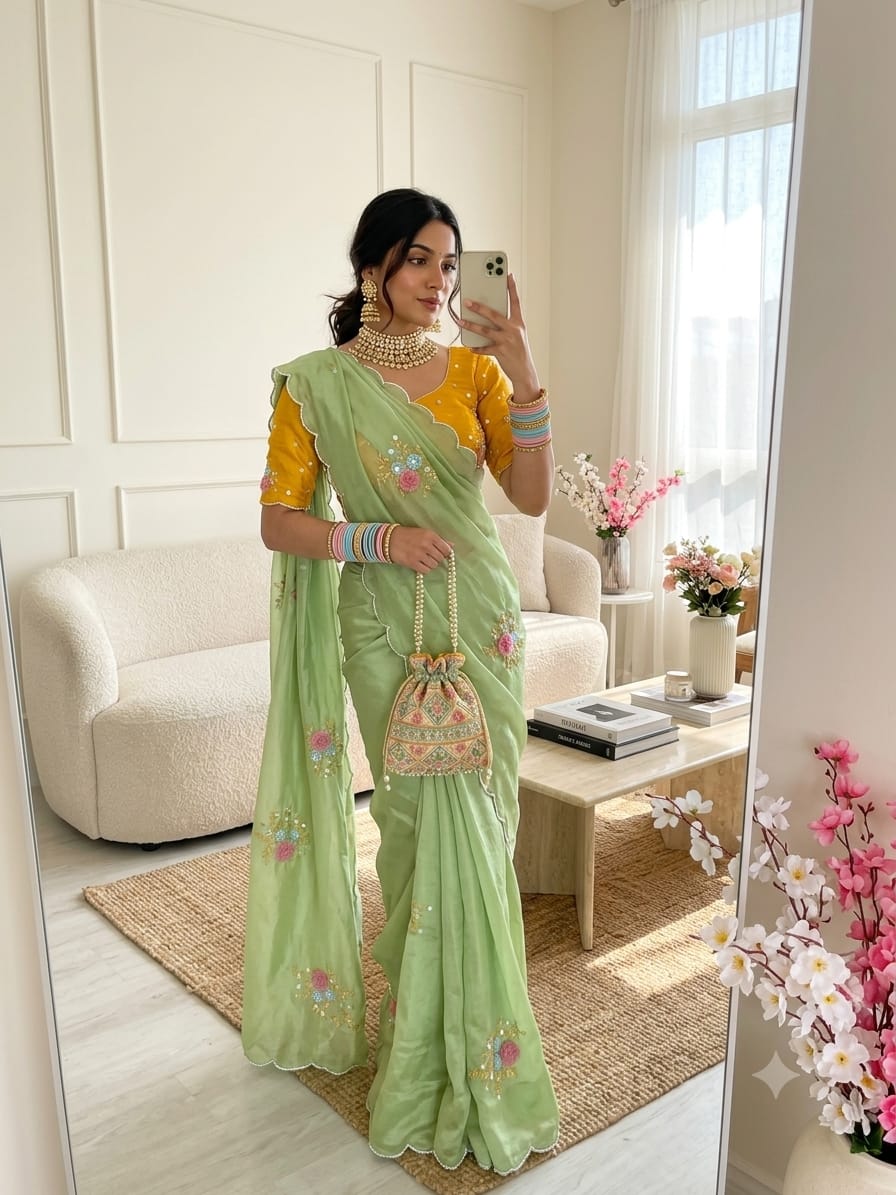 Tebby Silk Khatli Work Saree