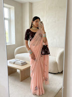 Tebby Silk Khatli Work Saree