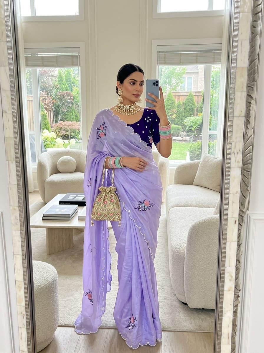 Tebby Silk Khatli Work Saree