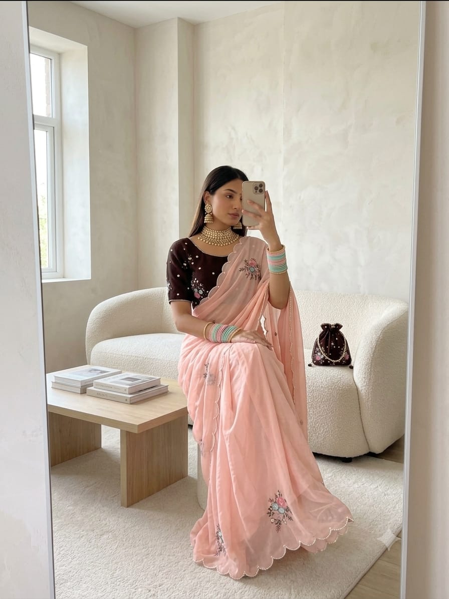 Tebby Silk Khatli Work Saree