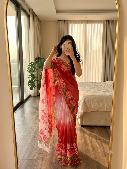Chinnon Khatli Work Saree