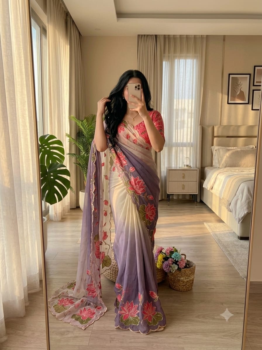 Chinnon Khatli Work Saree