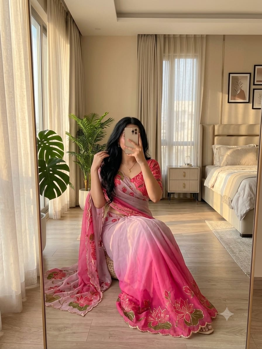Chinnon Khatli Work Saree
