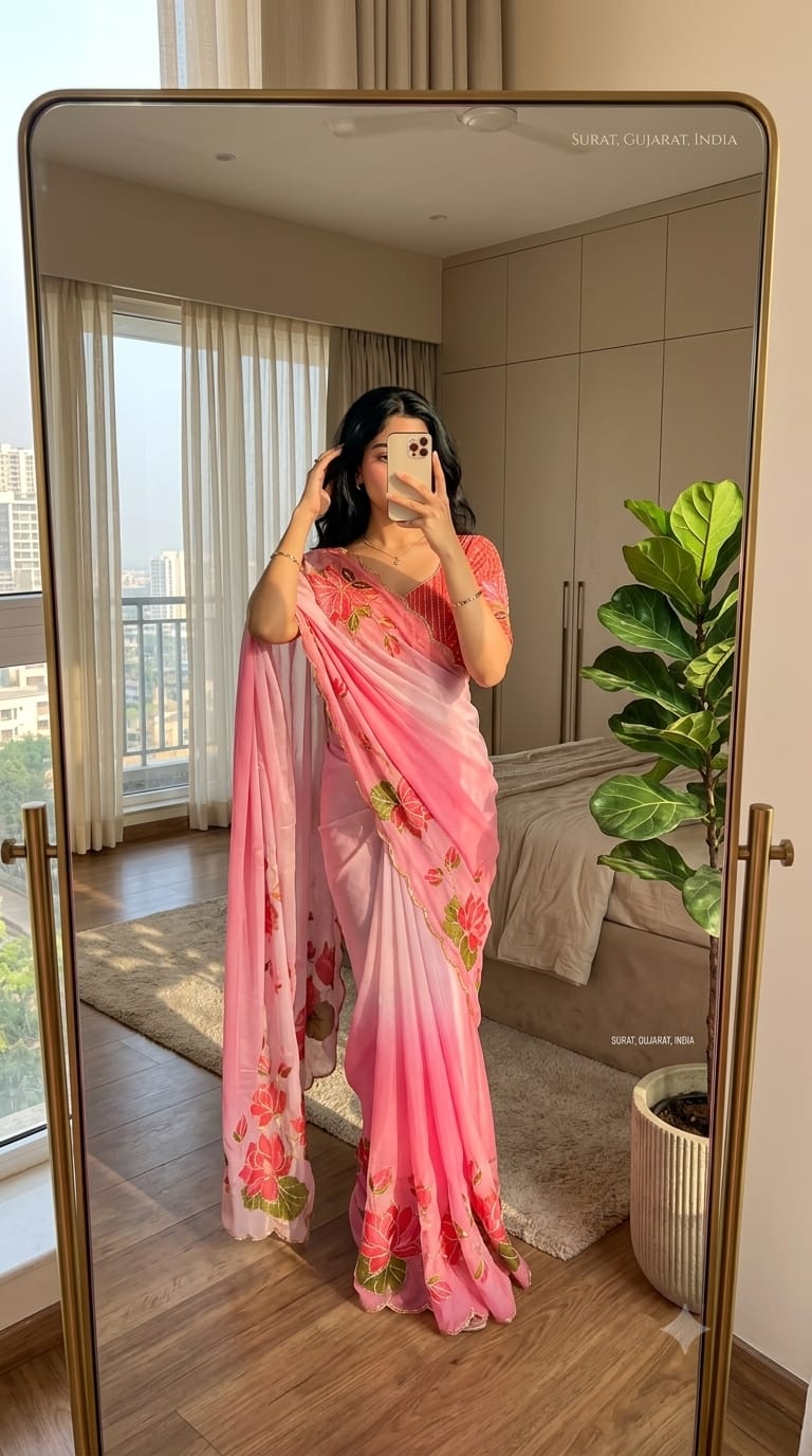 Chinnon Khatli Work Saree