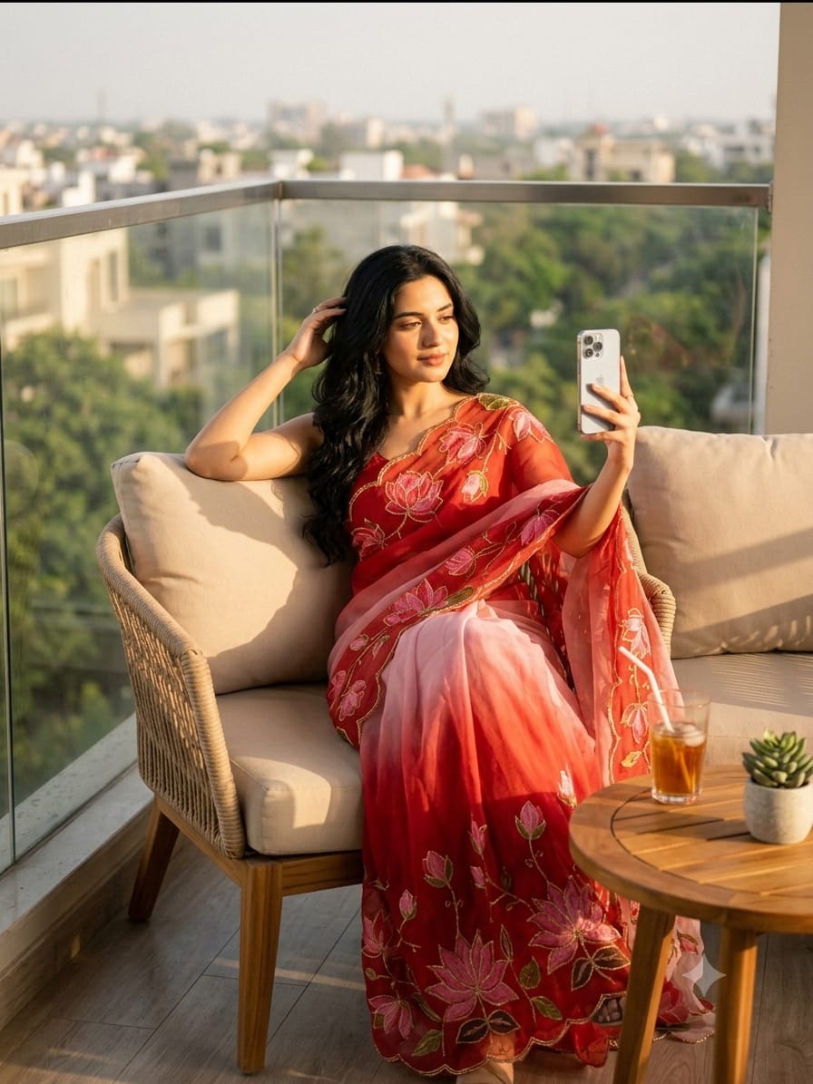 Chinnon Khatli Work Saree