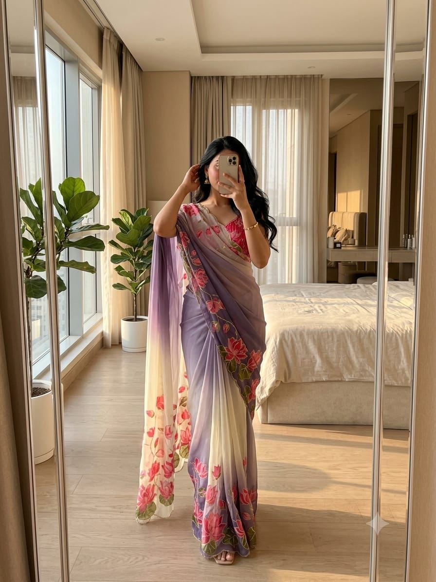 Chinnon Khatli Work Saree
