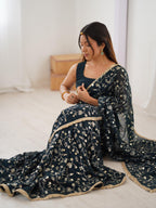Designer Crunchy Silk Sequin Saree