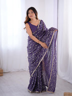 Designer Crunchy Silk Sequin Saree