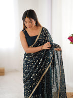 Designer Crunchy Silk Sequin Saree