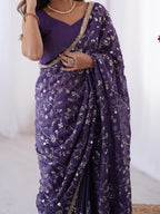 Designer Crunchy Silk Sequin Saree