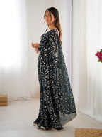 Designer Crunchy Silk Sequin Saree