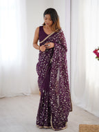 Designer Crunchy Silk Sequin Saree