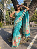 Elegant Linen Tissue Floral Saree