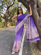Elegant Linen Tissue Floral Saree