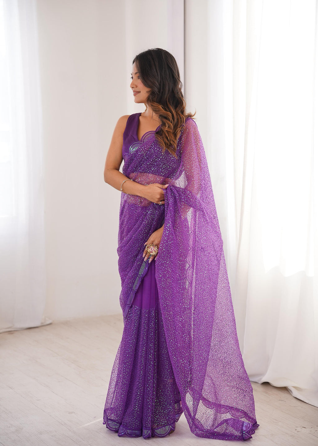 Soft Net Sequin Saree