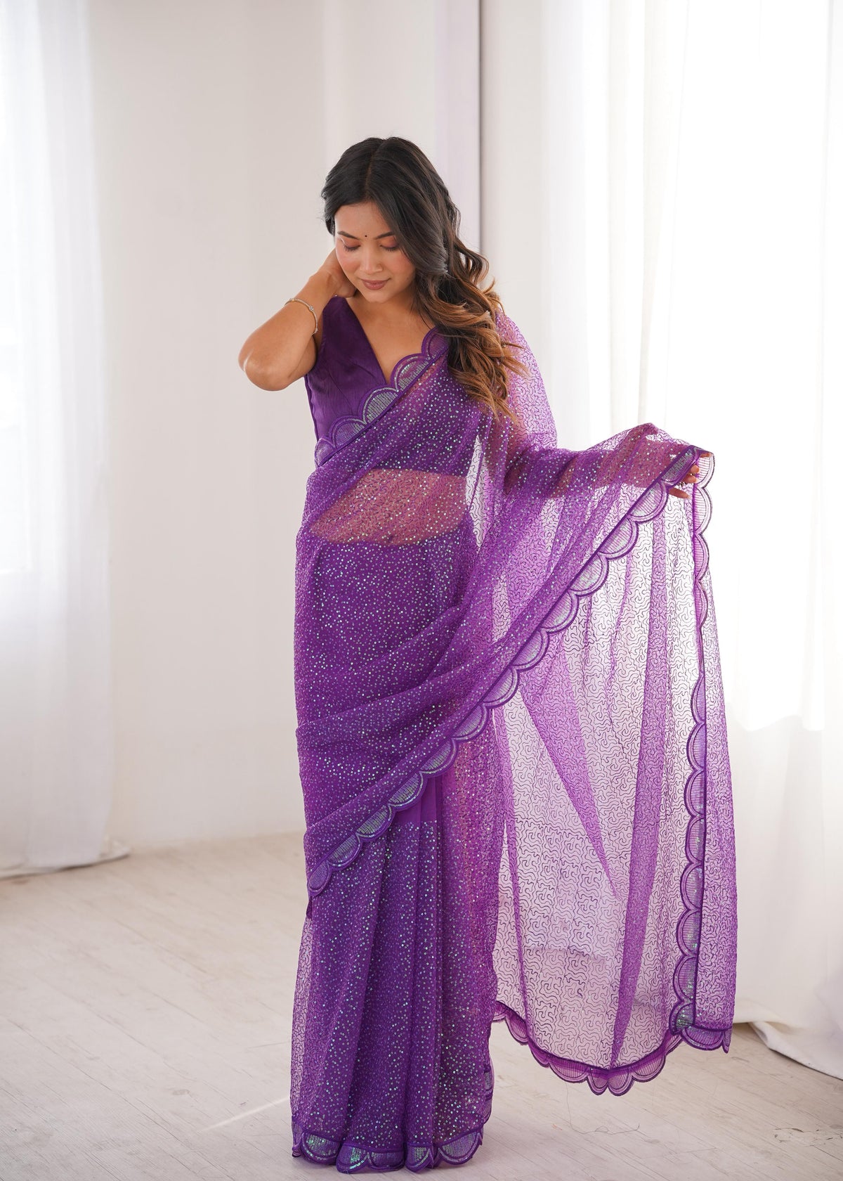 Soft Net Sequin Saree