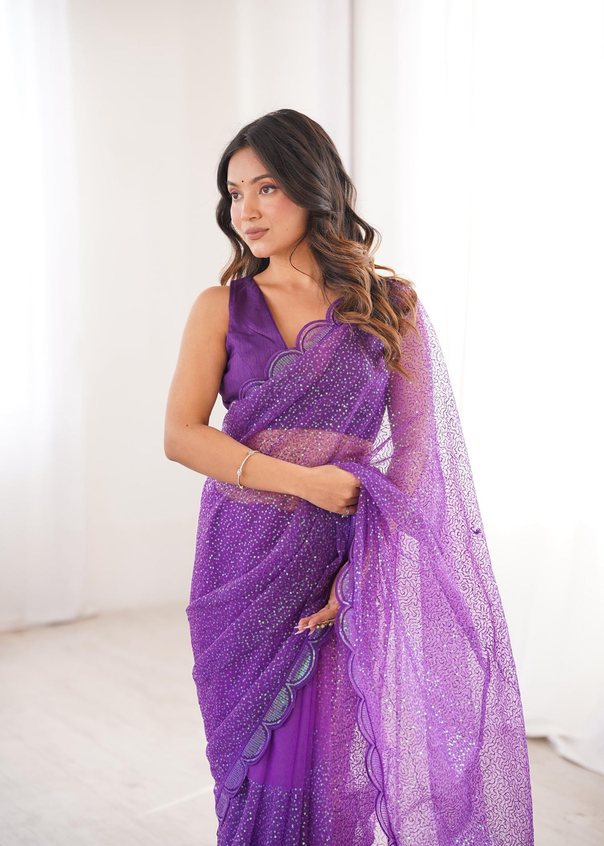 Soft Net Sequin Saree