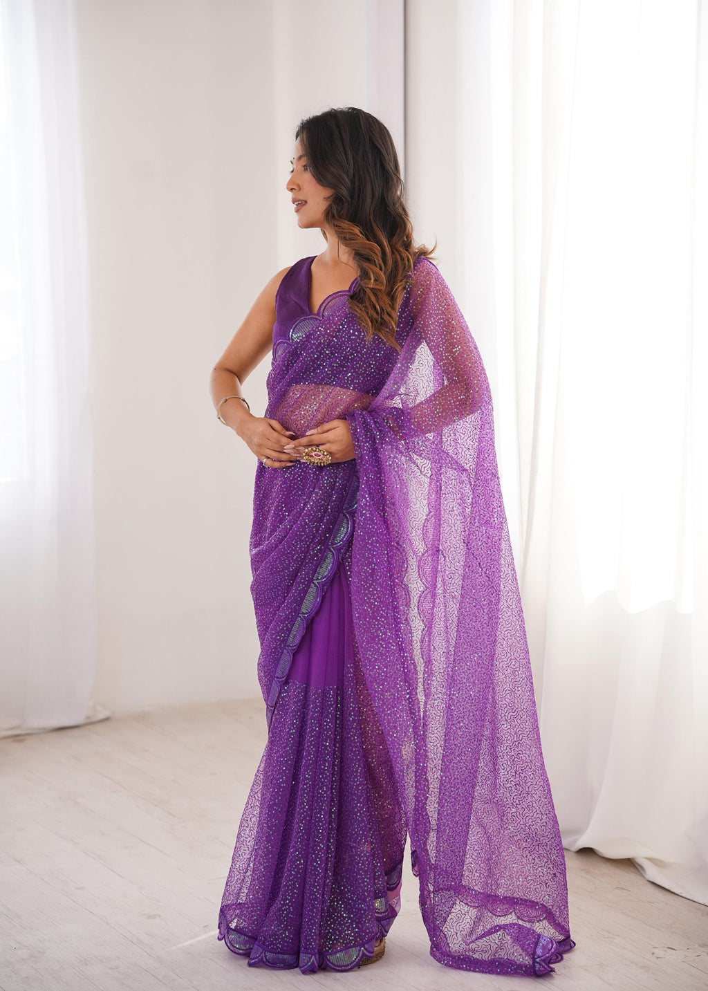 Soft Net Sequin Saree