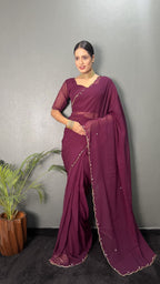Hand Pearl Faux Georgette Saree