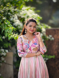 Pink Tussar Silk Kalamkari Gown