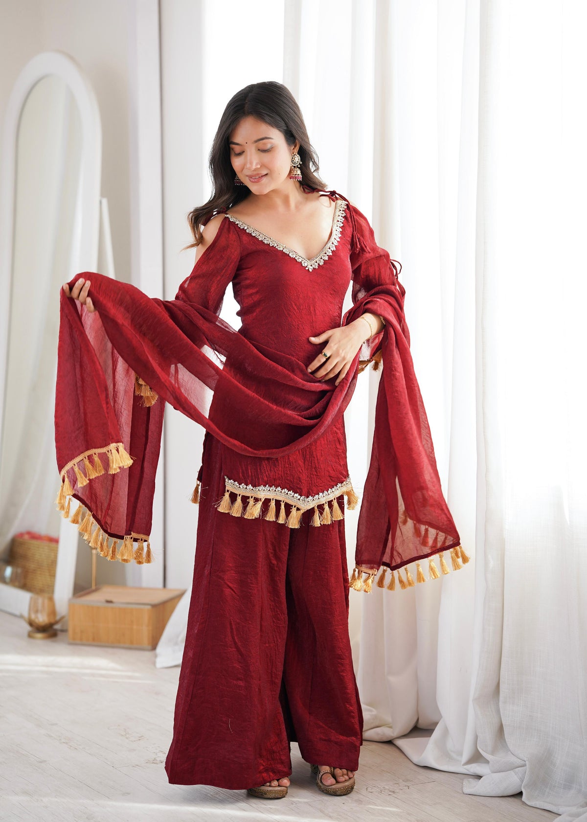 Doremon Crush Mirror Work Suit Set