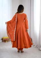 Mirror Work Anarkali Three-Piece Set