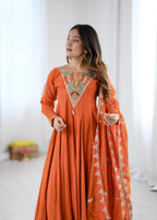 Mirror Work Anarkali Three-Piece Set