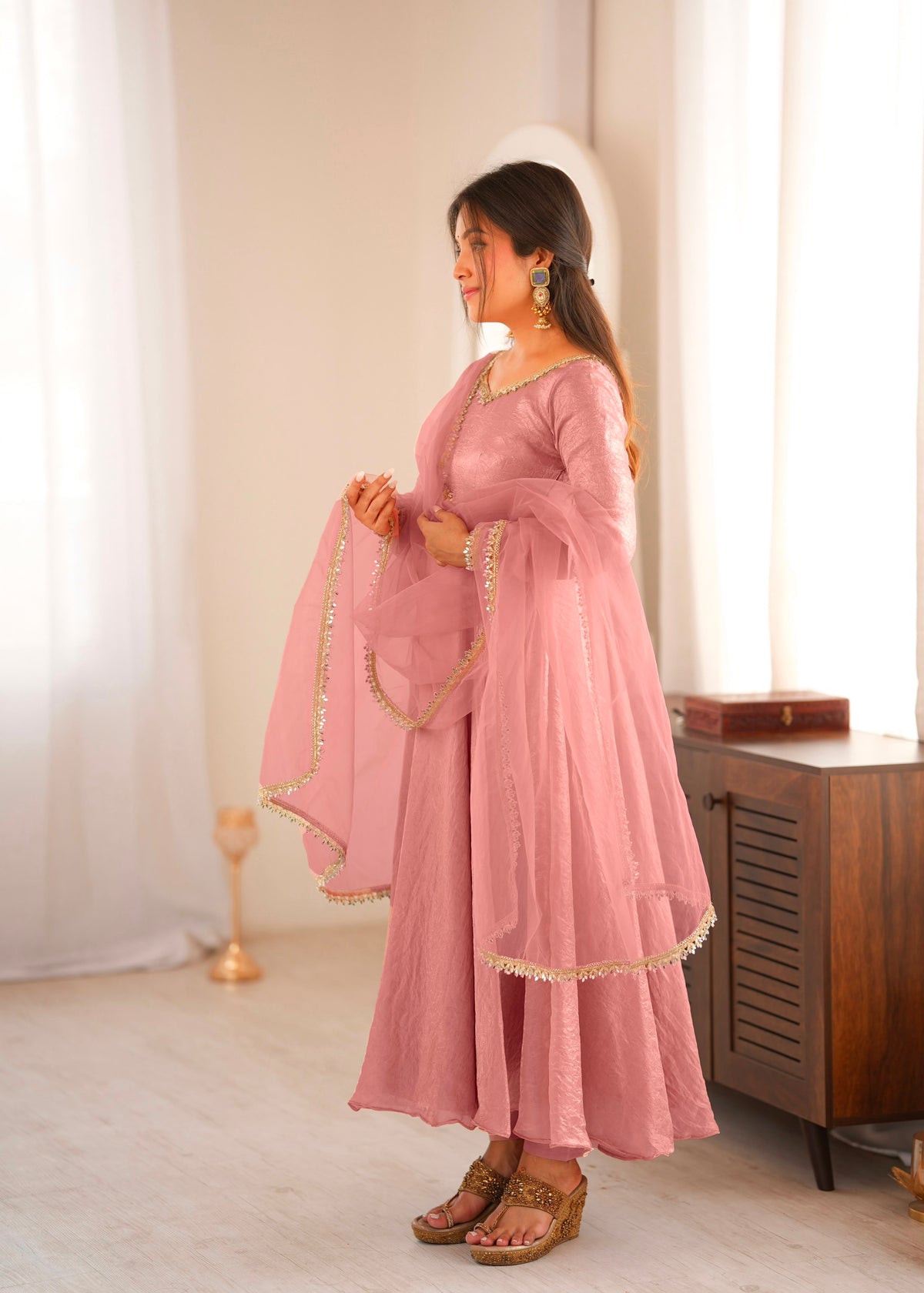 Doremon Crush Mirror Work Gown Set